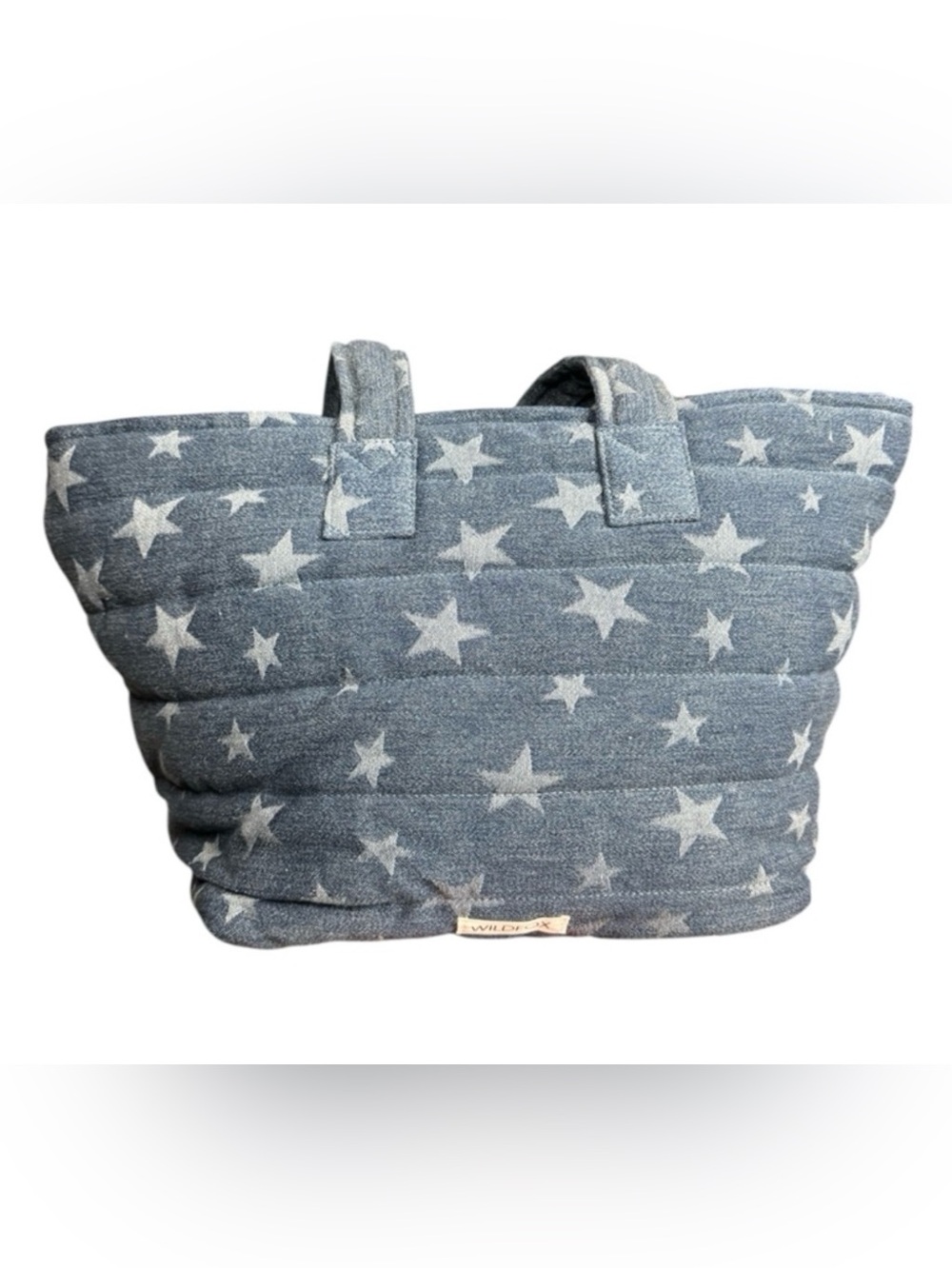 Wildfox NWT $88 Star Print Quilted Denim Tote - Picture 2 of 3